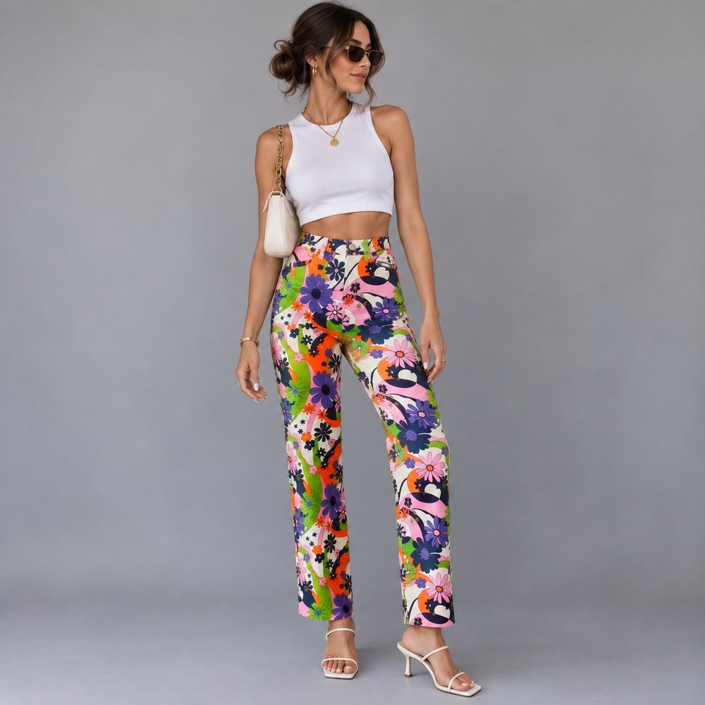BDG Urban Outfitters Pants 31 Floral Straight Velvet Corduroy Cowboy Multicolor